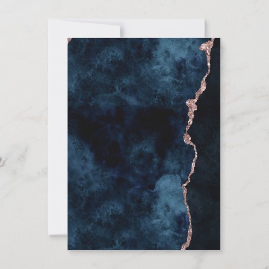 Navy Blue Roos Gold Foil Agate Wedding Invitations Save The Date (Achterkant)