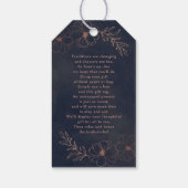 Navy Blue & Roos Gold Foil Bruids Display Douche Cadeaulabel (Achterkant)