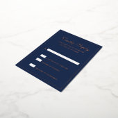 Navy Blue Roos Gold Foil Formal Wedding RSVP Kaart (Gedraaid)