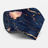 Navy Blue Roos Gold Foil marmer Stropdas (Opgerold)