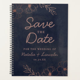 Navy Blue & Roos Gold Foil Opslaan van de datum Br Planner