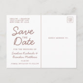 Navy Blue & Roos Gold Foil Rustic Save the Date Aankondigingskaart (Achterkant)