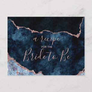 Navy Blue Roos Gold Foil Vrijgezellenfeest Recept  Briefkaart