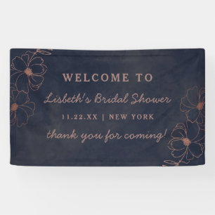 Navy Blue & Roos Gold Foil Vrijgezellenfeest Welko Spandoek