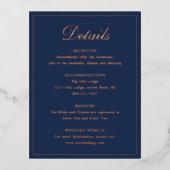 Navy Blue Roos Gold Foil Wedding Enclosure Kaart (Voorkant)
