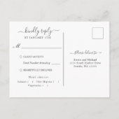 Navy Blue Roos Gold Foliage Wedding RSVP Briefkaar Briefkaart (Achterkant)