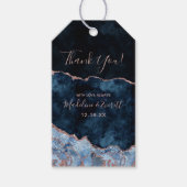 Navy Blue & Roos Gold Folie Agaat Marmer Dank u Cadeaulabel (Voorkant)