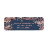 Navy blue roos Gold folie tropische bladeren roman Etiket (Voorkant)