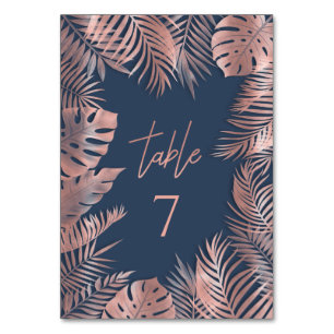 Navy blue roos Gold folie tropische bladeren roman Kaart