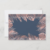 Navy blue roos Gold folie tropische bladeren roman RSVP Kaartje (Achterkant)