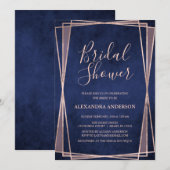 Navy Blue Roos Gold Geometrisch Vrijgezellenfeest Kaart (Voorkant / Achterkant)