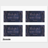 Navy Blue & Roos Gold Geometrische bruiloft dank u Rechthoekige Sticker (Vel)