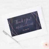 Navy Blue & Roos Gold Geometrische bruiloft dank u Rechthoekige Sticker (Envelop)