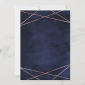 Navy Blue & Roos Gold Geometrische bruiloft uitnod Kaart (Achterkant)