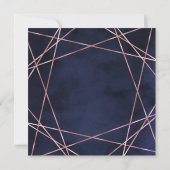 Navy Blue & Roos Gold Geometrische bruiloft uitnod Kaart (Achterkant)