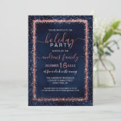 Navy Blue Roos Gold geprinte Confetti kerst Kaart (Staand voorkant)