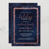 Navy Blue Roos Gold geprinte Confetti kerst Kaart (Voorkant / Achterkant)