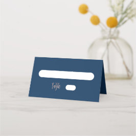 Navy Blue & Roos Gold Glam Chic Folded Place Card Plaatskaartje