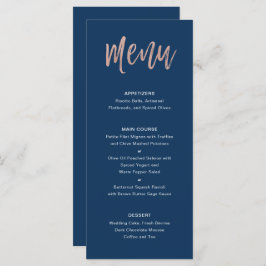 Navy Blue & Roos Gold glam Chic Wedding Menu