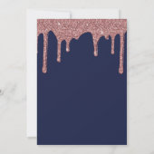 Navy Blue Roos Gold Glam Glitter Wedding Kaart (Achterkant)