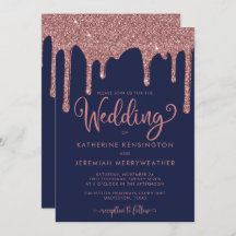 Navy Blue Roos Gold Glam Glitter Wedding
