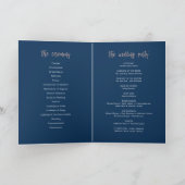 Navy Blue & Roos Gold Glam Wedding Program Booklet Programma (Binnen)