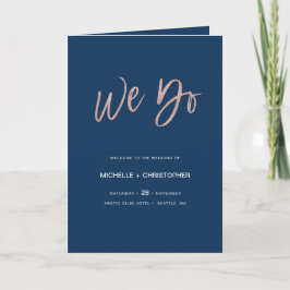 Navy Blue & Roos Gold Glam Wedding Program Booklet Programma