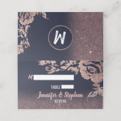 Navy Blue Roos Gold Glitter Bloemen Plaats Kaarten Plaatskaartje (Buitenkant ongevouwen)