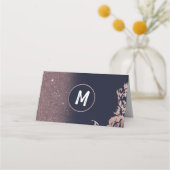 Navy Blue Roos Gold Glitter Bloemen Plaats Kaarten Plaatskaartje (Achterkant)