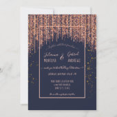 Navy Blue Roos Gold Glitter Blush Confetti Weddens Kaart (Voorkant)