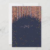 Navy Blue Roos Gold Glitter Blush Confetti Weddens Kaart (Achterkant)