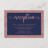 Navy Blue Roos Gold Glitter Drip Weddenschappen Informatiekaartje (Achterkant)
