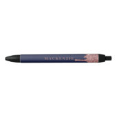Navy Blue Roos Gold Glitter Dripping Luxury Zwarte Inkt Pen (Voorkant)