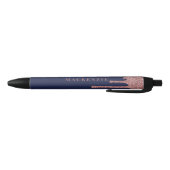 Navy Blue Roos Gold Glitter Dripping Luxury Zwarte Inkt Pen (Bodem)