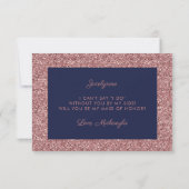 Navy Blue Roos Gold Glitter Drips Maid of Honor Kaart (Achterkant)