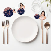 Navy Blue Roos Gold Glitter Drips Verjaardag Confetti