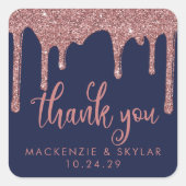 Navy Blue Roos Gold Glitter Drivers Hartelijk dank Vierkante Sticker (Voorkant)