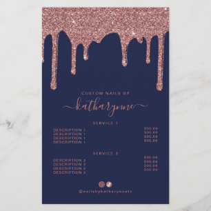 Navy Blue Roos Gold Glitter Drivers Prijslijst Flyer