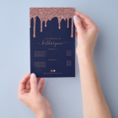 Navy Blue Roos Gold Glitter Drivers Prijslijst Flyer (Hand)