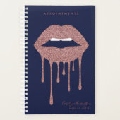 Navy Blue Roos Gold Glitter Driving Lips Planner (Voorkant)