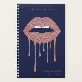 Navy Blue Roos Gold Glitter Driving Lips Planner