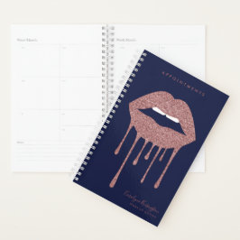 Navy Blue Roos Gold Glitter Driving Lips Planner