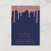 Navy Blue Roos Gold Glitter Druppels Sieraden Disp Visitekaartje (Achterkant)