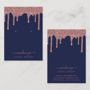 Navy Blue Roos Gold Glitter Druppels Sieraden Disp Visitekaartje