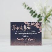 Navy Blue Roos Gold Glitter Floral Dank u Briefkaart (Staand voorkant)