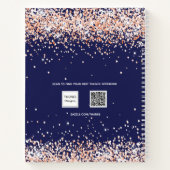 Navy blue roos gold glitter name script journal notitieboek (Achterkant)