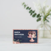 Navy Blue Roos Gold Glitter Pink Cake Bakery Visitekaartje (Staand voorkant)