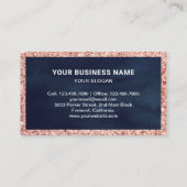 Navy Blue Roos Gold Glitter Pink Cake Bakery Visitekaartje (Achterkant)