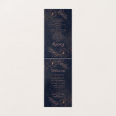 Navy Blue & Roos Gold huwelijksceremonie programma (Buitenkant ongevouwen)