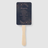 Navy Blue & Roos Gold huwelijksceremonie programma Handwaaier (Achterkant)